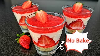 ErdbeerDessert in nur 5 Minuten 🍓Süße Verführung in Rekordzeit ohne Backenno bake im Glas‼️ [upl. by Baudin296]