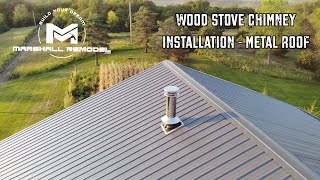 Wood Stove Chimney Install Metal Roof [upl. by Koa564]