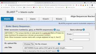 biotechnology Bioinformatics Using NCBI BLAST Comparing 2 or more sequences Accession number [upl. by Ancell]