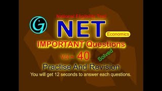 NET Vol40 EconomicsCSIR CBSEUGC National Eligibility Test Expected Sample Questions [upl. by Ailsa83]