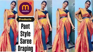 Pant style saree drapingModern style saree draping with meesho products✨💕❤️😍 [upl. by Aikaj]