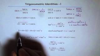 Trigonometric Identities Basic Foundation Worksheet 1 [upl. by Isidor]