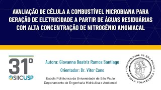 SIICUSP 2023  Avaliação de célula a combustível microbiana para geração de eletricidade [upl. by Battat]