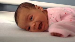 Funny tummy time 2 month baby girl [upl. by Ahsha]