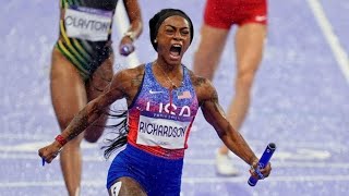 Paris Olympics Sha’Carri Richardson wins her first gold as part of 4x100 relay [upl. by Sumner935]