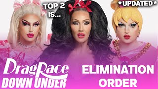 Down Under S4 UPDATED Elimination Order amp Top 2  RuPauls Drag Race [upl. by Adara]