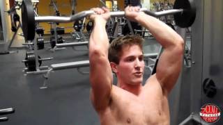 How To Seated Overhead Tricep Extension with an EZ Curl Bar [upl. by Valdas]