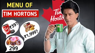 Entire Menu Of Tim Hortons India  Tim Hortons Coffee Price  Food Varieties  2022 [upl. by Andrej]