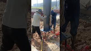 Factory steel structure pillar installation process [upl. by Otir]