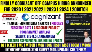 🔥Finally Cognizant Biggest Hiring Started  OFF Campus Drive 2024 2023 2022 Batch  Work From Home [upl. by Ardnekan724]