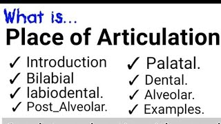 Place of Articulation Placeofarticulation postAlveolarsounds palatal  placeofarticultion [upl. by Mighell]