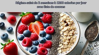 Exemples de repas sur 2 semaines avec 1200 calories par jour et liste de courses [upl. by Eilsel908]