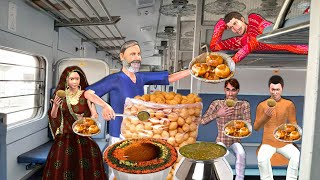 Lalchi Pani Puri Wala Street Food in Train Greedy Golgappa Hindi Kahani Moral Stories Comedy Video [upl. by Anastatius]