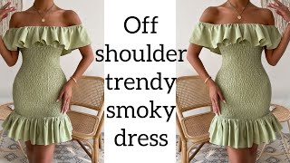 How to make an offshoulder smoky dress… simple tutorial video [upl. by Elsbeth]