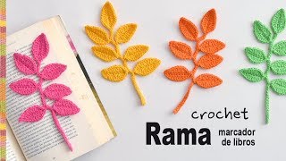 Rama con hojas marcador de libros tejida a crochet  Tejiendo Perú [upl. by Nalim]