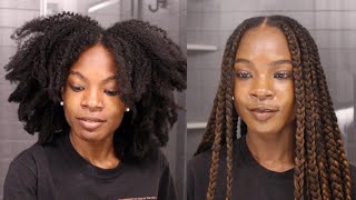 HOW TO DO LARGE KNOTLESS BOX BRAIDS ON YOURSELF STEP BY STEP FOR BEGINNERS [upl. by Grania]