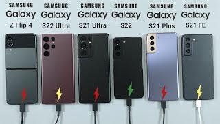 Samsung Z Flip 4 vs S22 Ultra vs S21 Ultra vs S22 vs S21 Plus vs S21 FE Battery Test [upl. by Yennor]