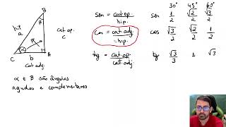 TRIGONOMETRIA NO TRIÂNGULO RETÂNGULO  ÂNGULOS NOTÁVEIS [upl. by Pineda]