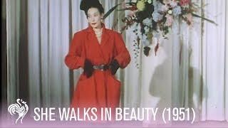 She Walks In Beauty  Fashion Show at Savoy Hotel Pt 2 1951  Vintage Fashion [upl. by Jasper]