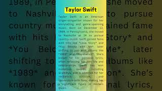 Biography of Taylor Swift in English shorts biography [upl. by Corney]