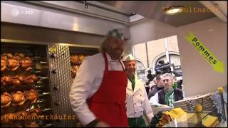 Thomas Gottschalk als Hähnchenverkäufer in Augsburg 18032011  ZDF Wetten dass [upl. by Zelde]