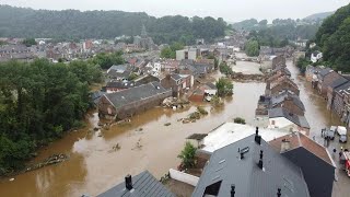 Flooding in the Belgian city of Pepinster  AFP [upl. by Neliac]