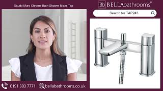 Scudo Muro Chrome Bath Shower Mixer Tap with Shower Kit  Available at Bella Bathrooms [upl. by Lorien62]