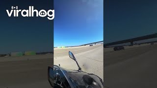 Motorcyclists Helmet Cam Captures Blue Angels Flying Over Highway  ViralHog [upl. by Eetak]