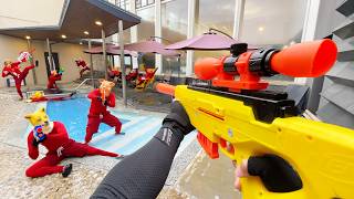 Nerf War  Amusement Park Battle 55 Nerf First Person Shooter [upl. by Lampert]