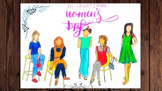 Womens Day Drawing  Womens Day Poster  Drawing on Womens Day  Womens Day Drawing [upl. by Lemcke]