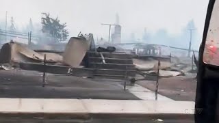 Video shows trail of destruction in Jasper after wildfire [upl. by Rhynd537]