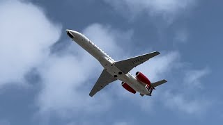 Loganair E145 GSAJG departing Benbecula Airport  May 2023 [upl. by Georgia]