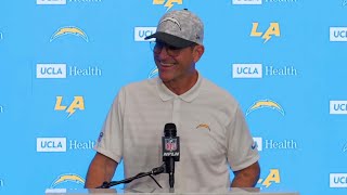 Jim Harbaugh Postgame Press Conference vs Titans  LA Chargers [upl. by Dnomaj]