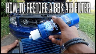 How To Clean A BBK Cold Air Intake Filter and Clean the Engine Bay in a 2007 Ford Mustang V6 [upl. by Zehcnas890]