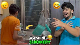 Washing Corokery by Azan😅 Gone Extremely Funny😂 [upl. by Faustena]