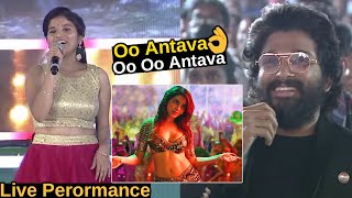 Oo AntavaOo Oo Antava Song Live PerformanceSamanthaAllu Arjun Rashmika  DSPMangliOo Antava [upl. by Niraa]