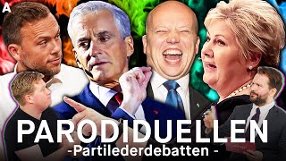 HVEM VINNER PARTILEDERDEBATTEN  1 MANN SOM 9 POLITIKERE  Parodiduellen med Hasse Hope [upl. by Greabe]