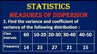 2 STATISTICS Find the variance and coefficient of variance of the given distribution [upl. by Lasala]