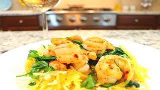 Spaghetti Squash with Garlic Shrimp  Low Carb  Paleo Friendly [upl. by Eninahpets]