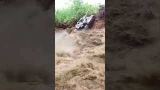 Flood hits tank falls into ditch [upl. by Hege]