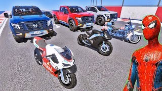 SUPER CARROS e MOTOS com HOMEM ARANHA e HERÓIS na Mega Rampa  IR GAMES [upl. by Dedrick]