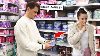 DISSOLVABLE TAMPON PRANK ON HUSBAND embarrassing [upl. by Eelnayr]