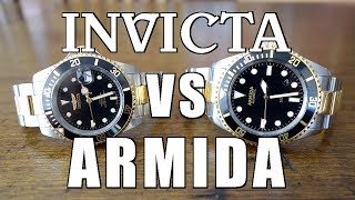 Automatic Dive Watch Duel Invicta Pro Diver 8927OB vs Armida A2 Black Two Tone  Perth WAtch 140 [upl. by Vasya]