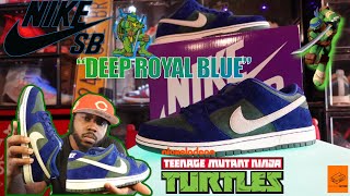 NIKE SB DUNK DEEP ROYAL BLUE quotTMNTquot REVIEW [upl. by Anuska579]