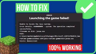 UNABLE TO LOCATE JAVA RUNTIME MINECRAFT FIX 2023  Fix Error Launching The Game Failed [upl. by Aniratak533]