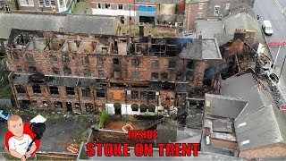 The Leopard Pub BURNS DOWN  Burslem Stoke on Trent  Drone Footage [upl. by Avery]