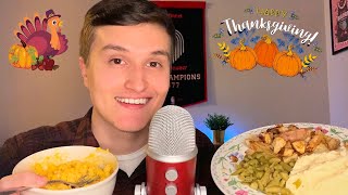 ASMR  Thanksgiving Day Meal Mukbang Mac amp Cheese Mashed Potatoes etc [upl. by Alyacim90]