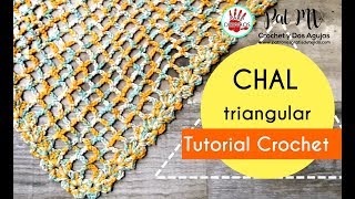 CHAL TRIANGULAR A CROCHET ✔️ Tutorial muy fácil de tejer [upl. by Ros899]