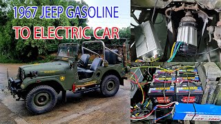 1967 JEEP GASOLINE Conversion To ELECTRIC Car at home [upl. by Maighdiln156]