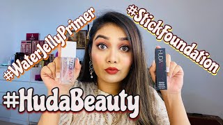 NEW HUDA BEAUTY FAUX FILTER STICK FOUNDATION amp WATER JELLY PRIMER REVIEW  HUDA BEAUTY  10 HRs Wear [upl. by Akoyin]